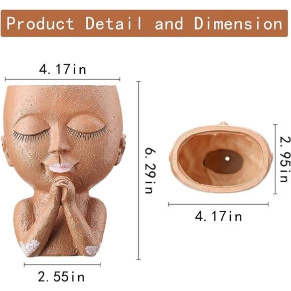 Face Planters Pots Succulent Planters Flower Pot Cute Head Planter Pot -Planters - Picture 7 of 7